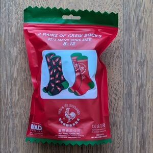 SRIRACHA Men's Crew Socks - Festive Red and Green